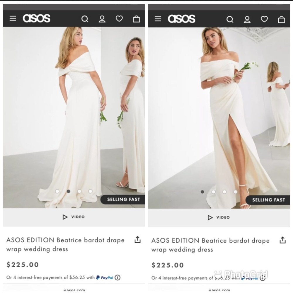 ASOS Bridal Beatrice Bardot Drape Wrap Wedding Dress